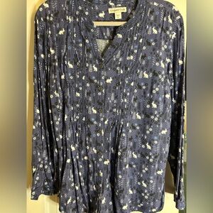 Coldwater Creek blouse, rabbit print, cottagecore